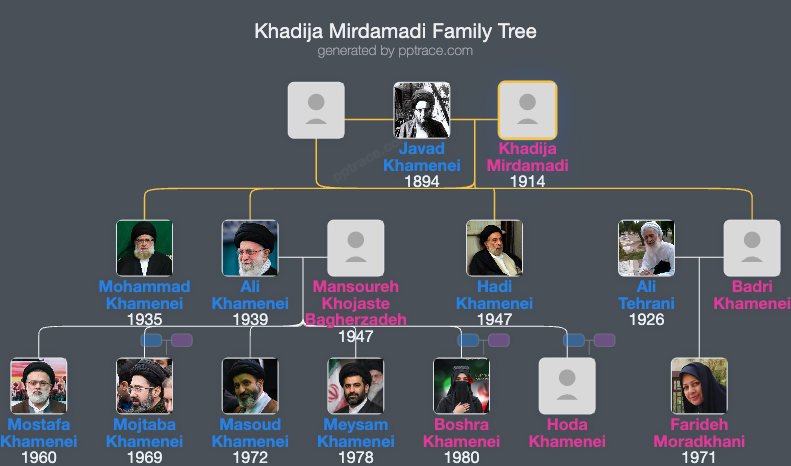 Khadija Mirdamadi family tree overview