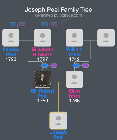 Joseph Peel family tree overview
