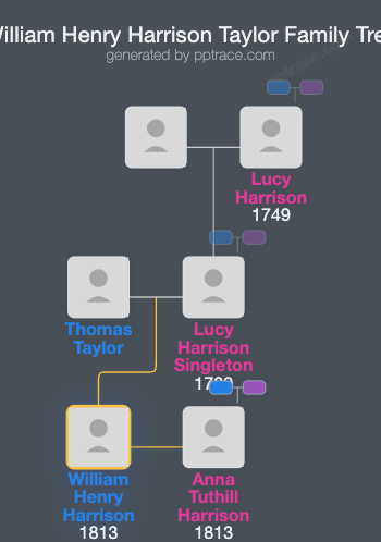 William Henry Harrison Taylor family tree overview