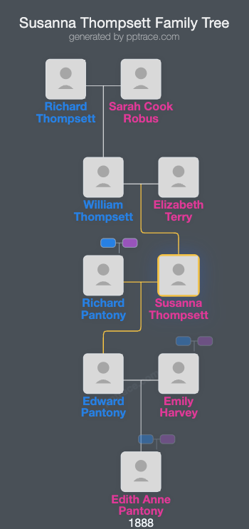 Susanna Thompsett family tree overview