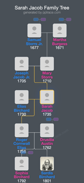 Sarah Jacob family tree overview