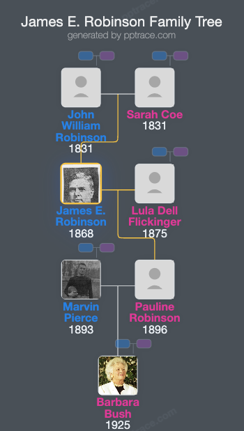 James E. Robinson family tree overview