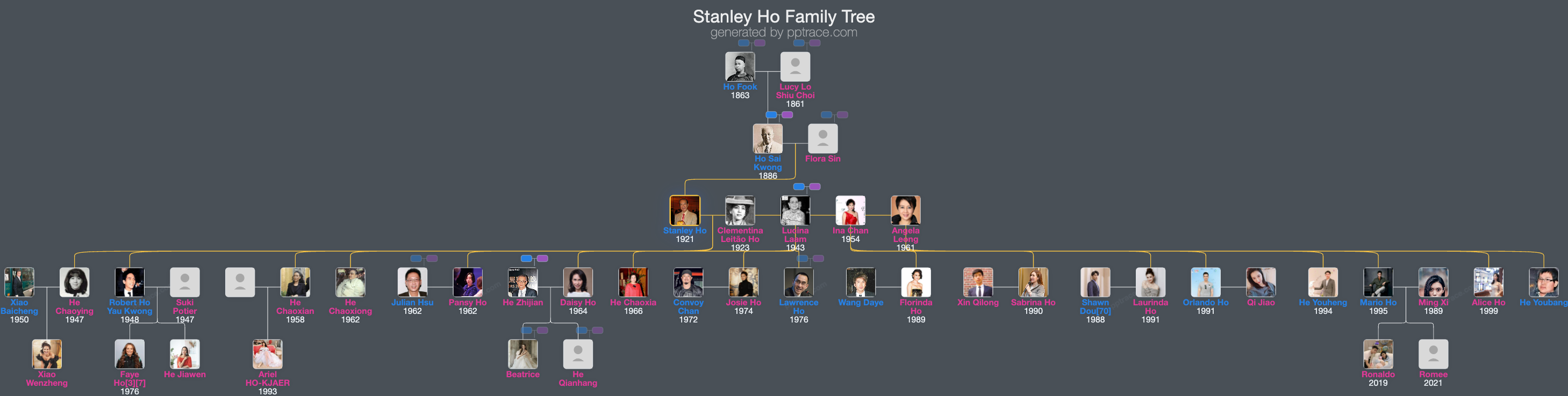 Stanley Ho family tree overview
