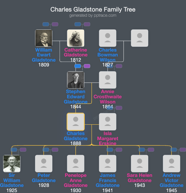 Charles Gladstone family tree overview