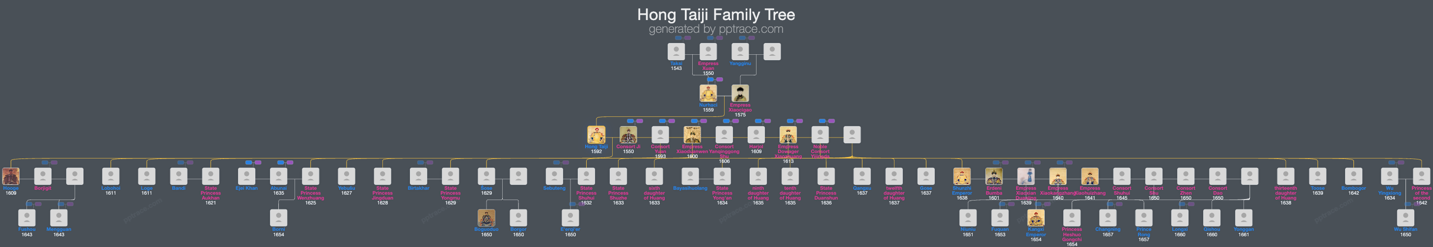 Hong Taiji family tree overview