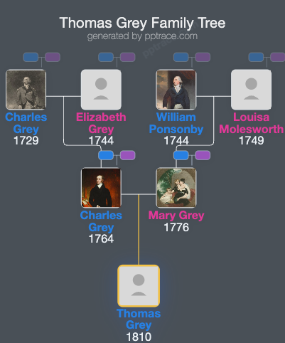 Thomas Grey family tree overview