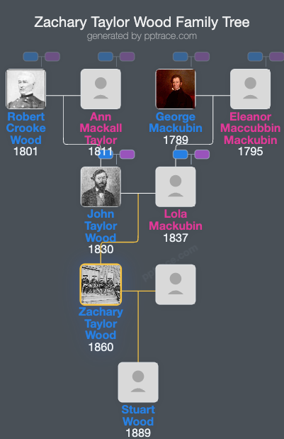 Zachary Taylor Wood family tree overview