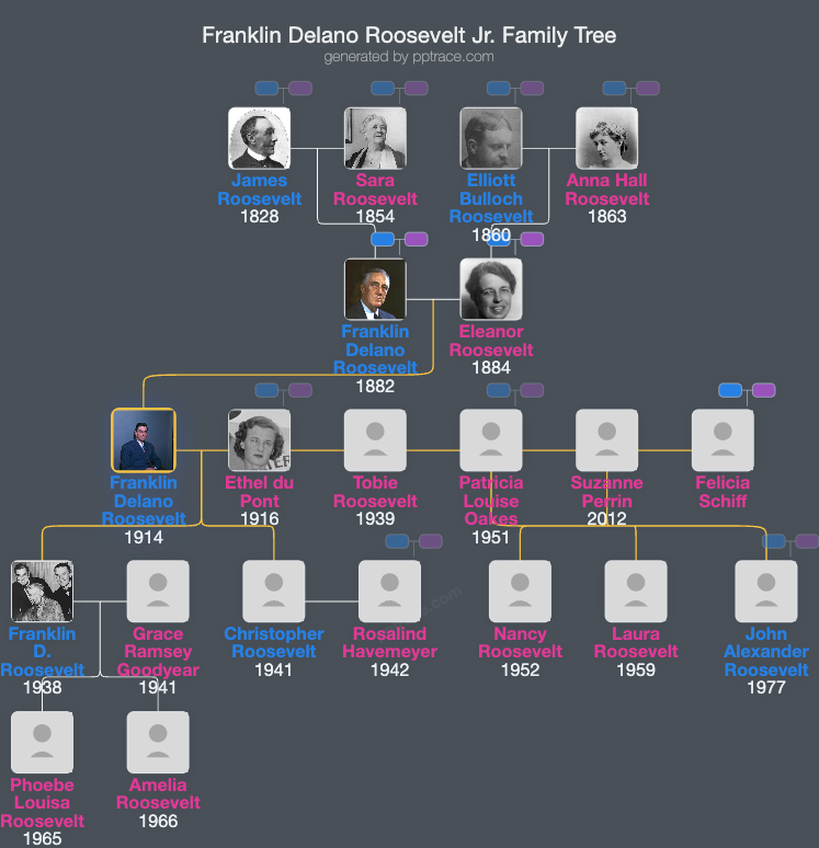 Franklin Delano Roosevelt Jr. family tree overview
