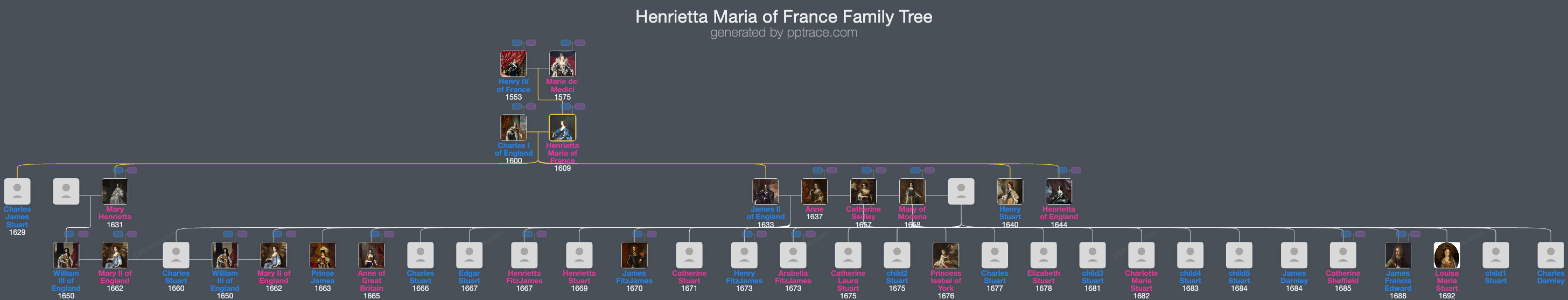 Henrietta Maria Of France family tree overview
