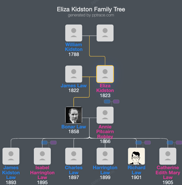 Eliza Kidston family tree overview