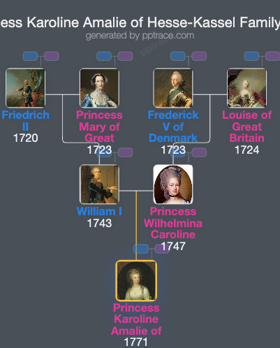 Princess Karoline Amalie Of Hesse-Kassel family tree overview
