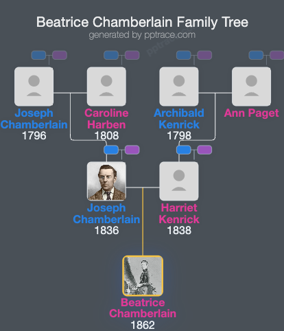 Beatrice Chamberlain family tree overview