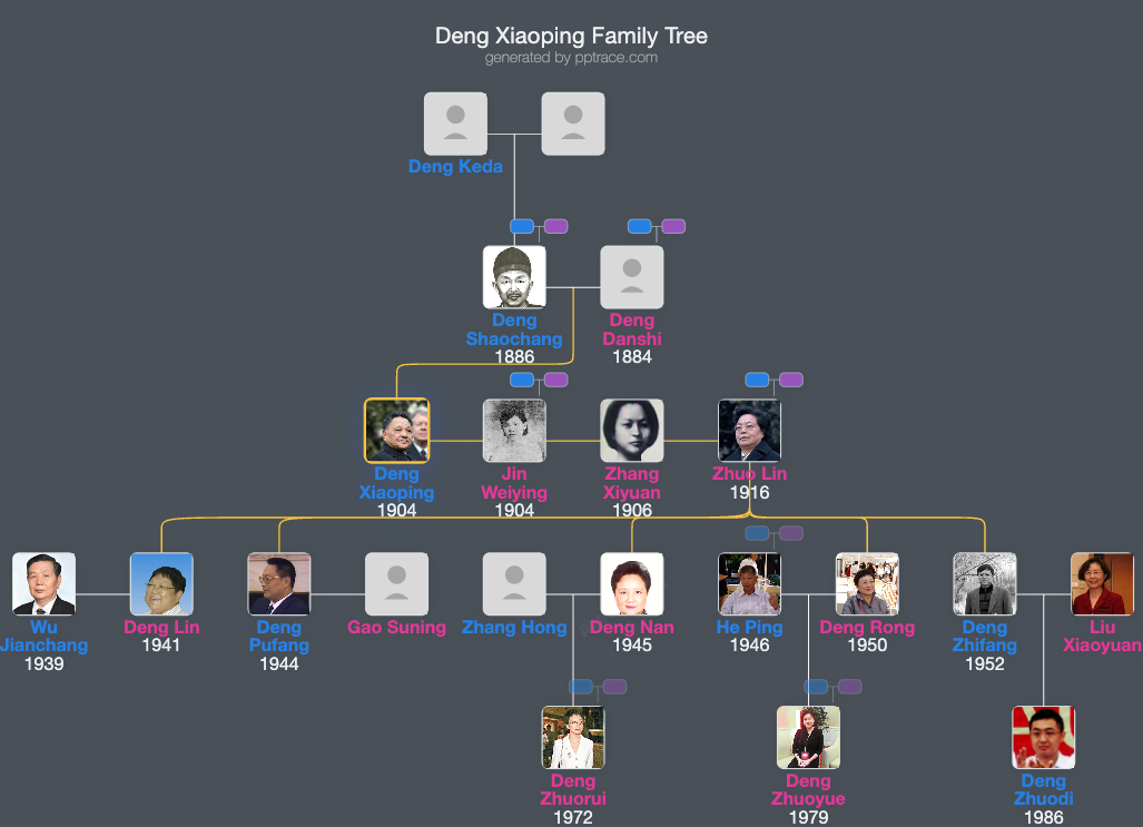 Deng Xiaoping family tree overview