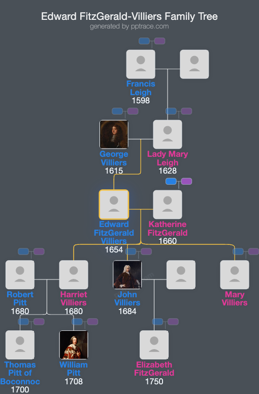 Edward FitzGerald-Villiers family tree overview