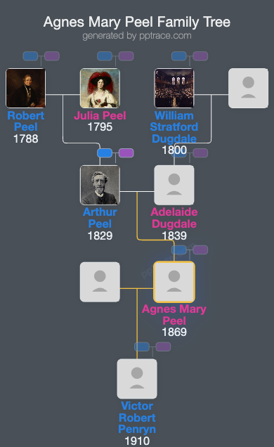Agnes Mary Peel family tree overview