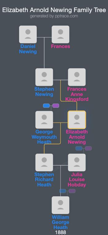Elizabeth Arnold Newing family tree overview