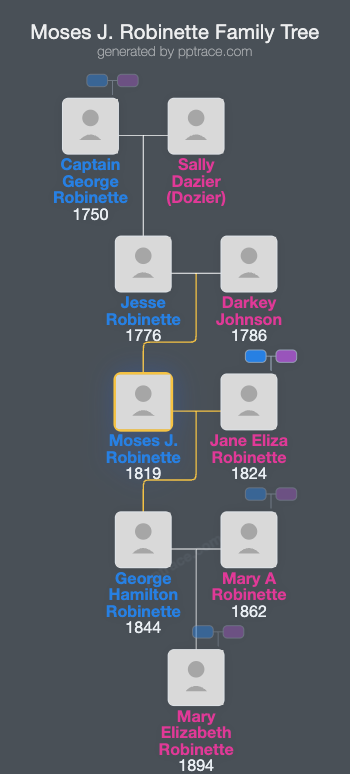 Moses J. Robinette family tree overview