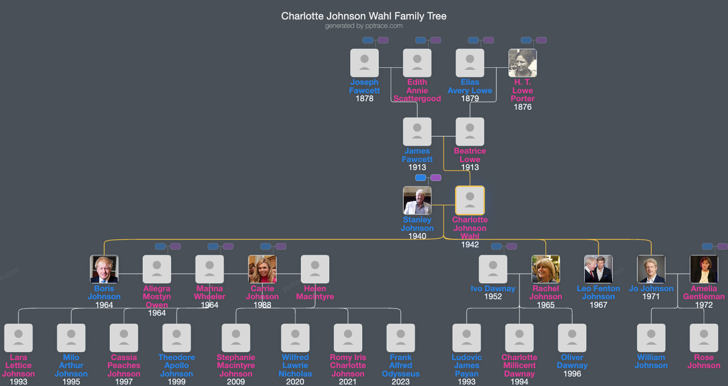 Charlotte Johnson Wahl family tree overview