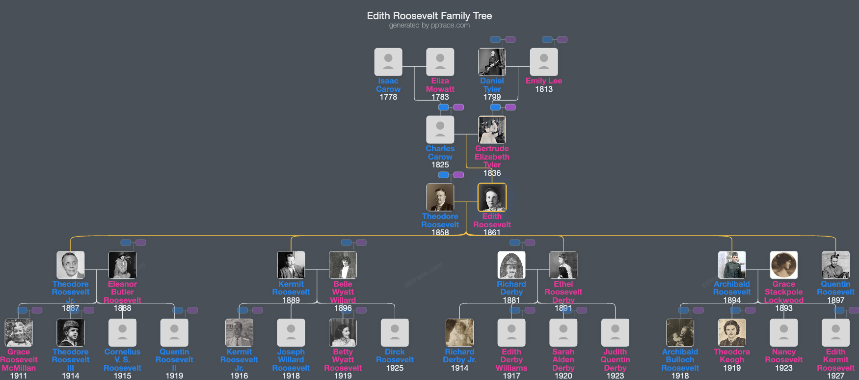 Edith Roosevelt family tree overview