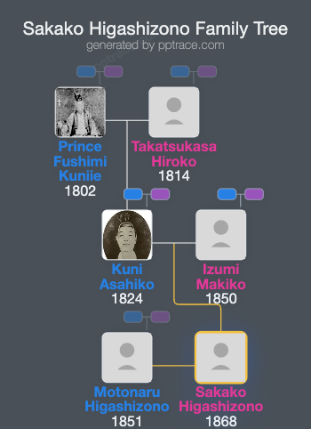 Sakako Higashizono family tree overview