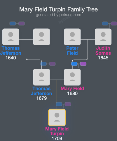 Mary Field Turpin family tree overview
