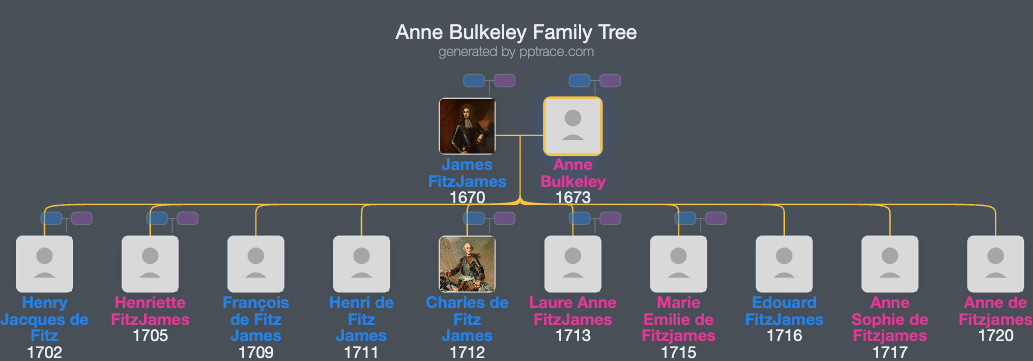 Anne Bulkeley family tree overview