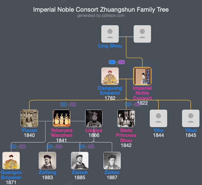 Imperial Noble Consort Zhuangshun family tree overview