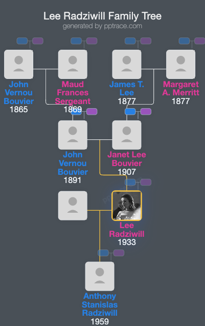 Lee Radziwill family tree overview