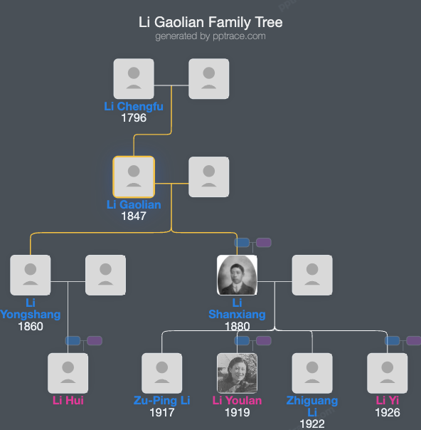Li Gaolian family tree overview
