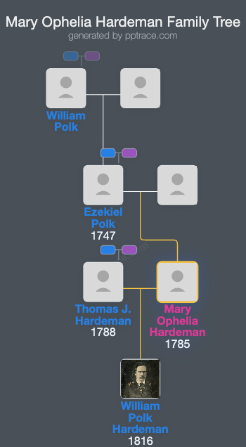 Mary Ophelia Hardeman family tree overview