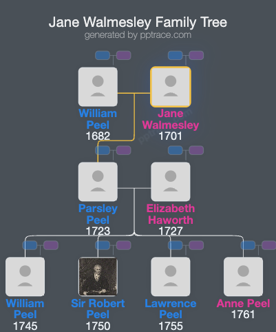 Jane Walmesley family tree overview