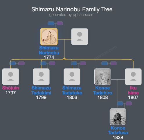 Shimazu Narinobu family tree overview