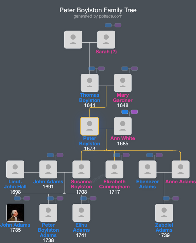Peter Boylston family tree overview