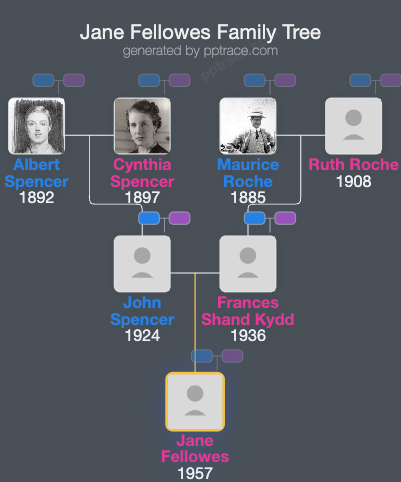 Jane Fellowes, Baroness Fellowes family tree overview