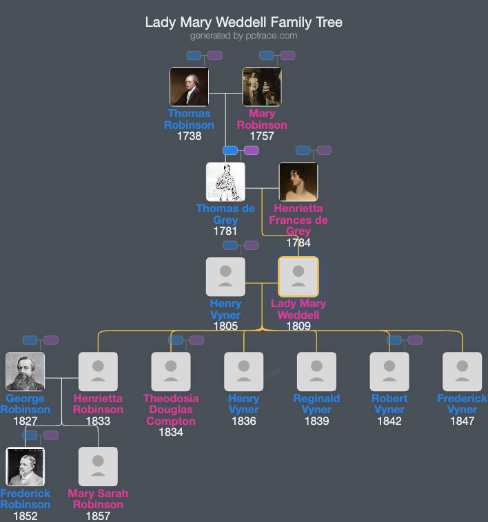 Lady Mary Weddell family tree overview