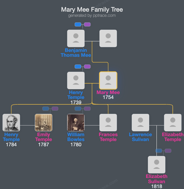 Mary Mee family tree overview