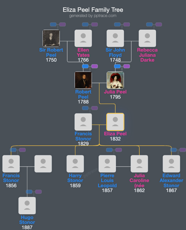 Eliza Peel family tree overview