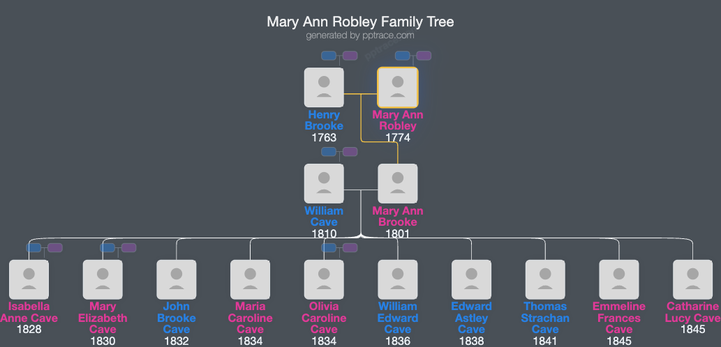 Mary Ann Robley family tree overview