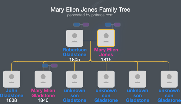 Mary Ellen Jones family tree overview