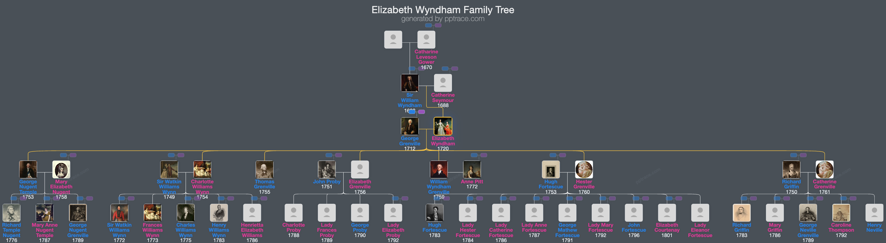 Elizabeth Wyndham family tree overview