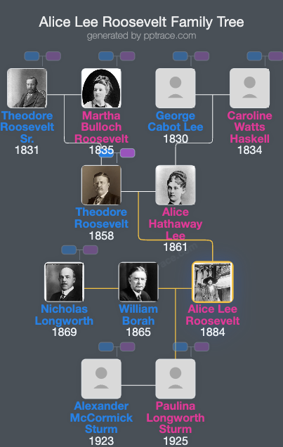 Alice Lee Roosevelt family tree overview