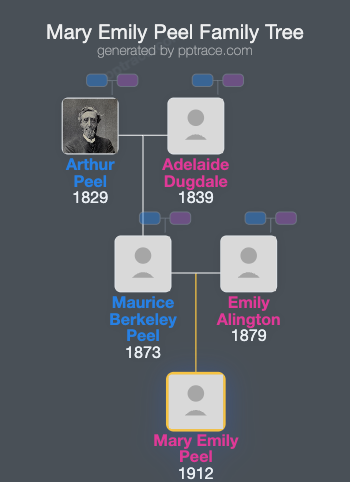 Mary Emily Peel family tree overview