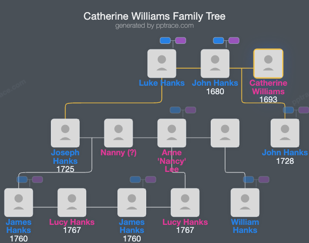 Catherine Williams family tree overview