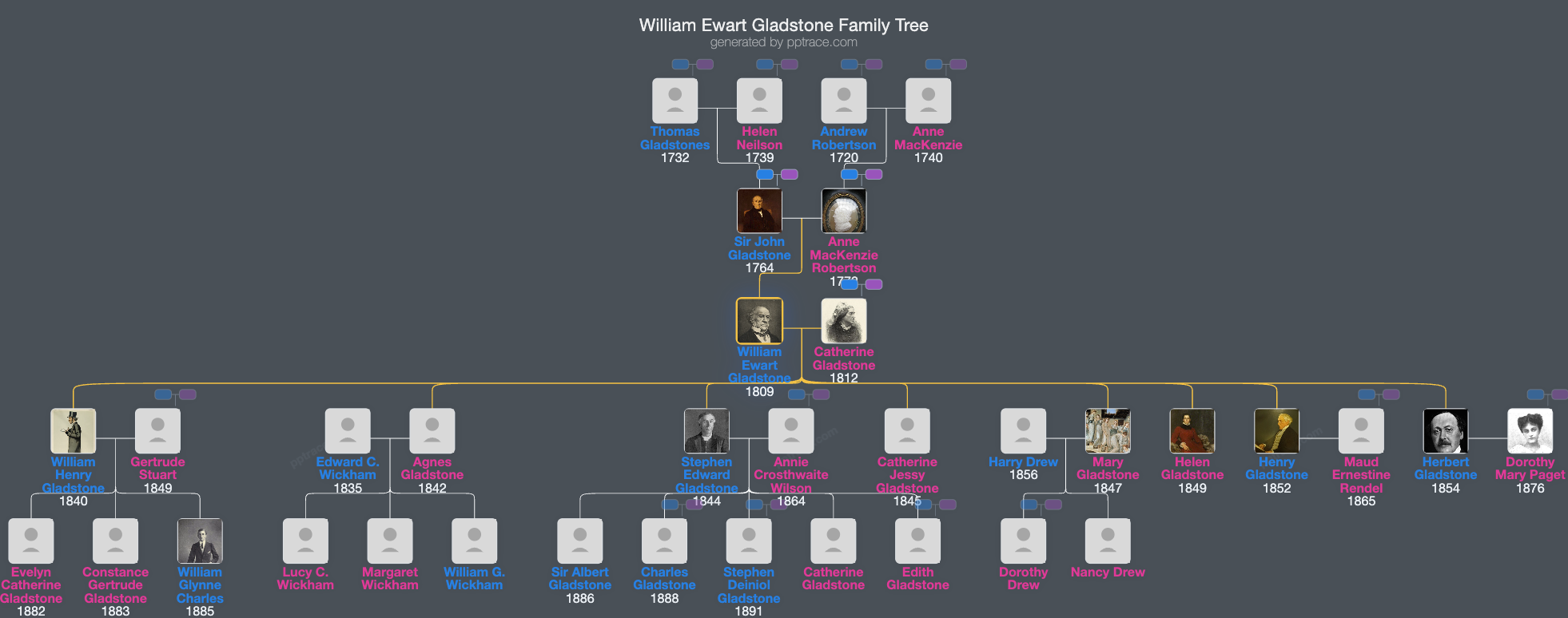 William Ewart Gladstone family tree overview