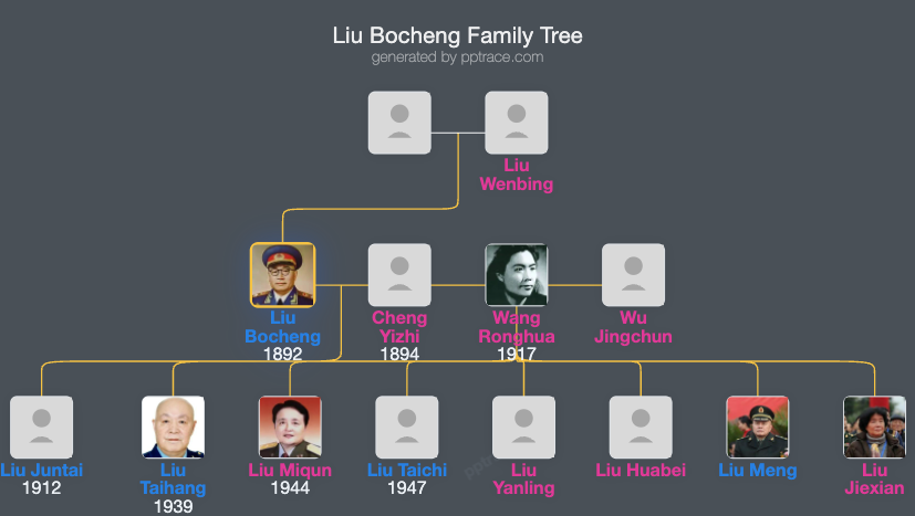 Liu Bocheng family tree overview