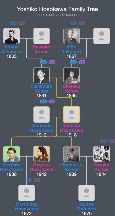 Yoshiko Hosokawa family tree overview