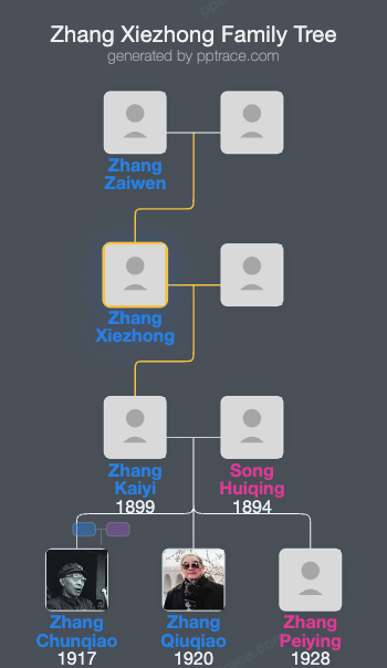 Zhang Xiezhong family tree overview