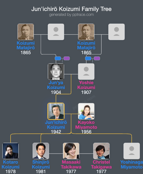 Jun'ichirō Koizumi family tree overview