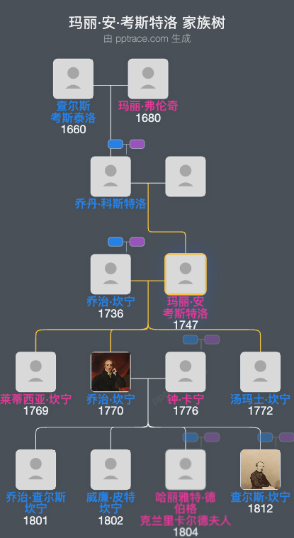 玛丽·安·考斯特洛家族树全览