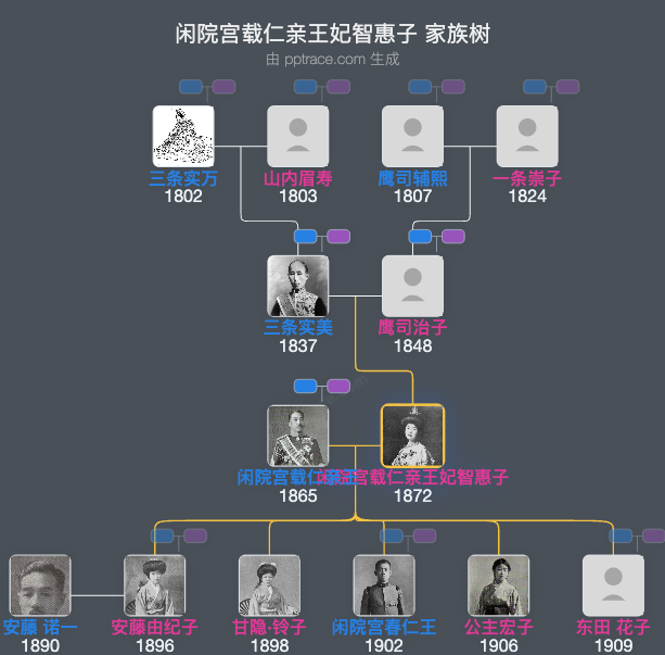 闲院宫载仁亲王妃智惠子家族树全览